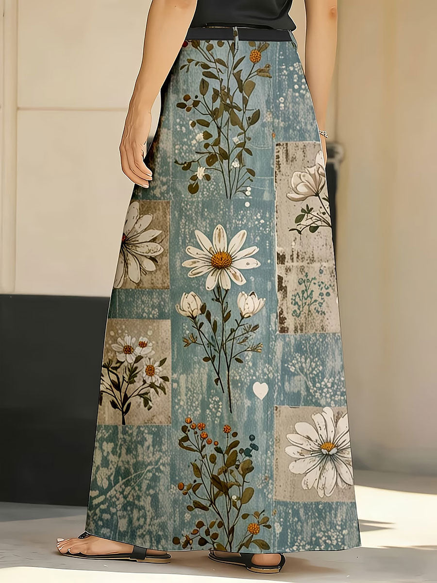 Women's Plant and Flower Print Casual Skirts