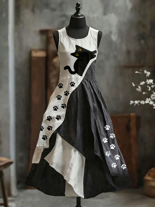 Women's Gat Print Color-Block Dress