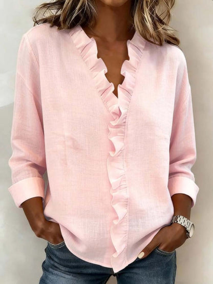 Women's Casual Elegant Ruffle Long-Sleeve Shirt