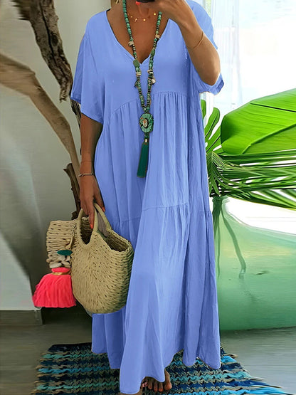 Women's Casual Loose-Fit V-Neck Dress