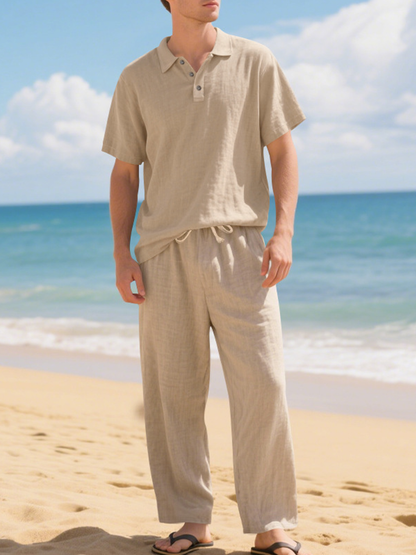 Men's Loose Breathable Casual Cotton And Linen Suit