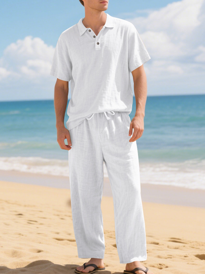 Men's Loose Breathable Casual Cotton And Linen Suit