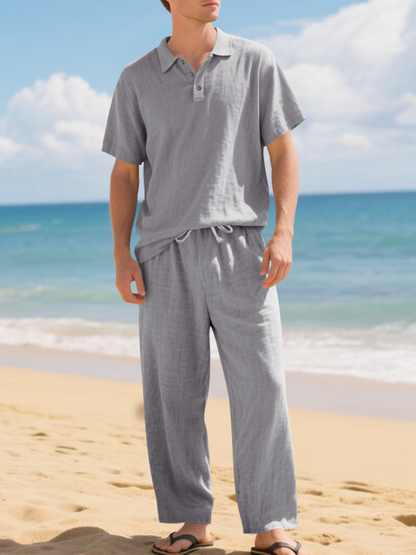 Men's Loose Breathable Casual Cotton And Linen Suit