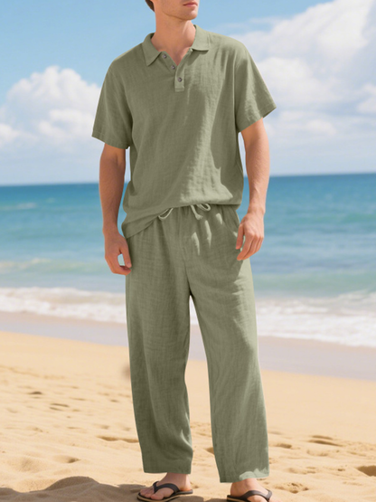 Men's Loose Breathable Casual Cotton And Linen Suit