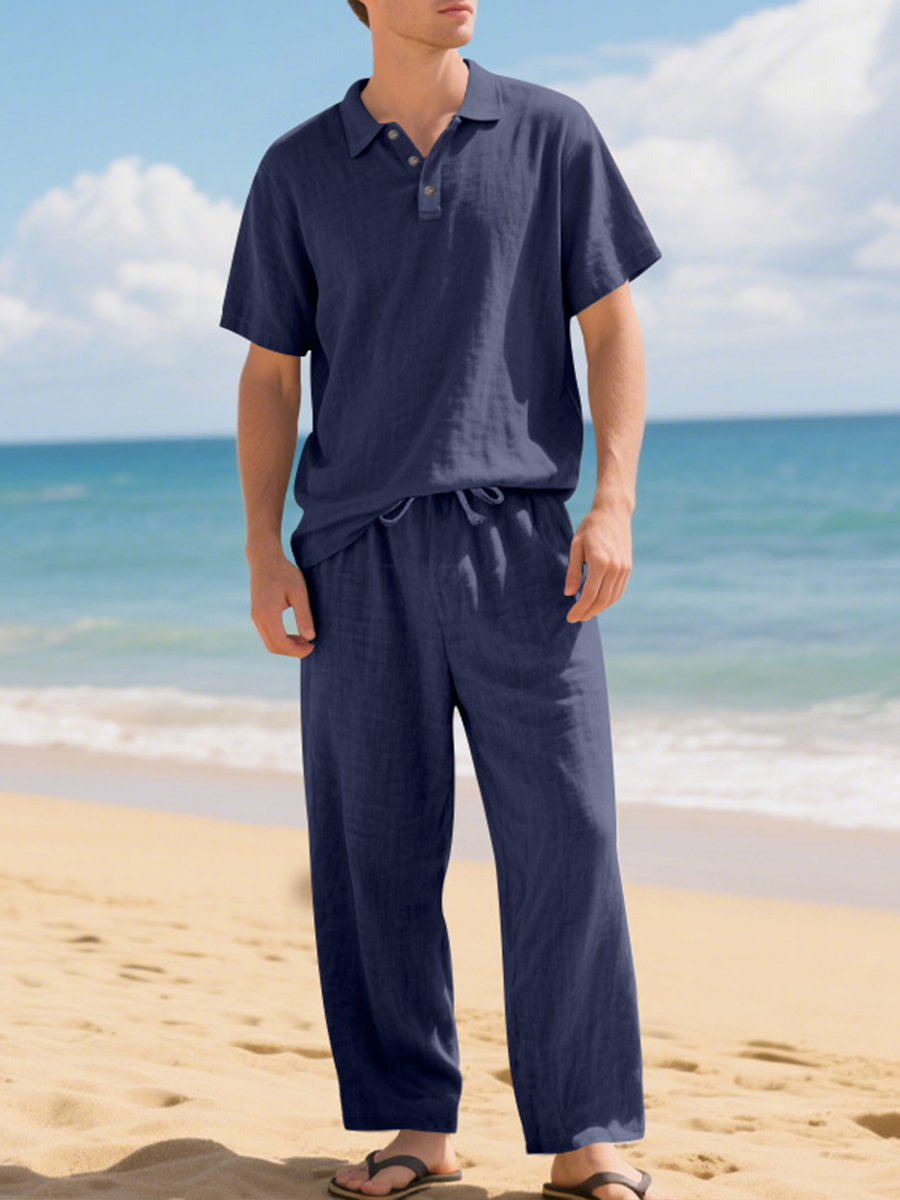 Men's Loose Breathable Casual Cotton And Linen Suit