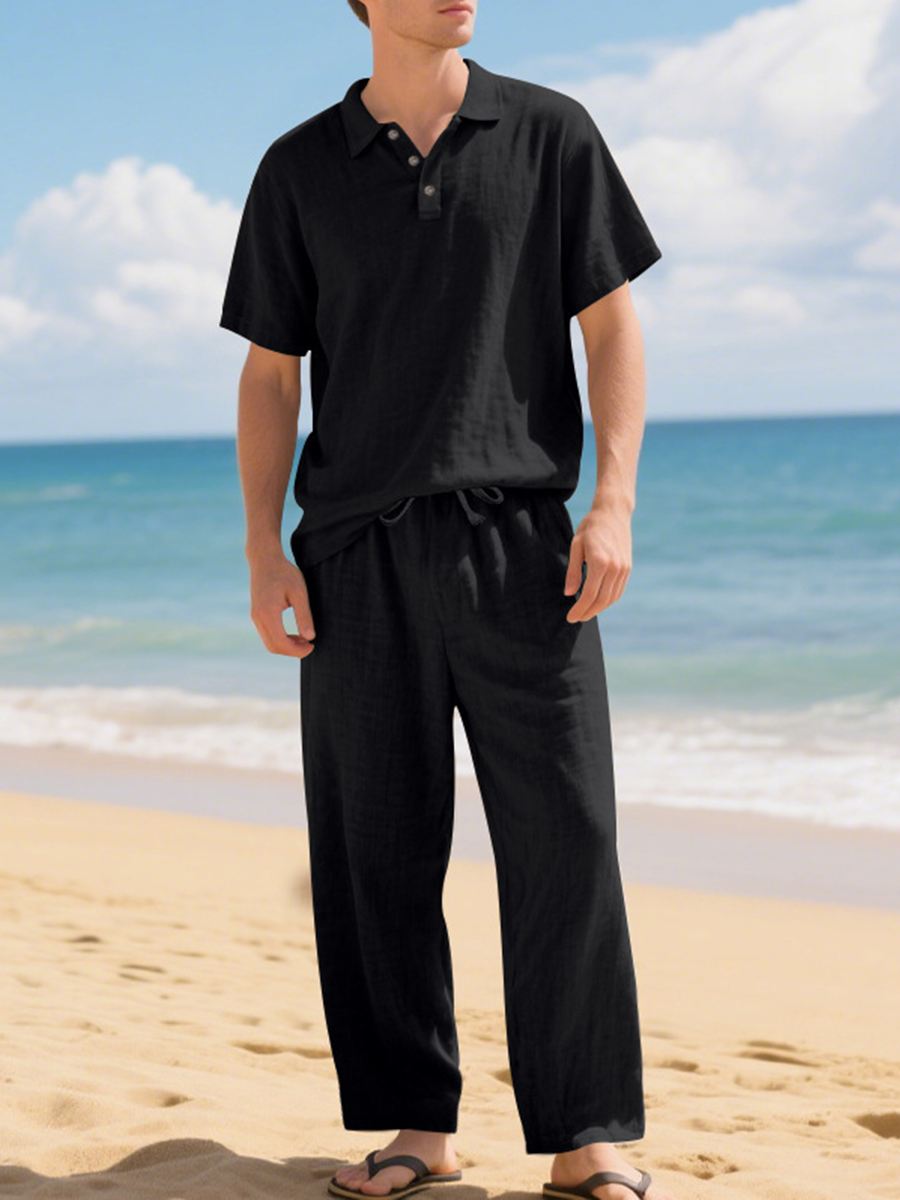 Men's Loose Breathable Casual Cotton And Linen Suit