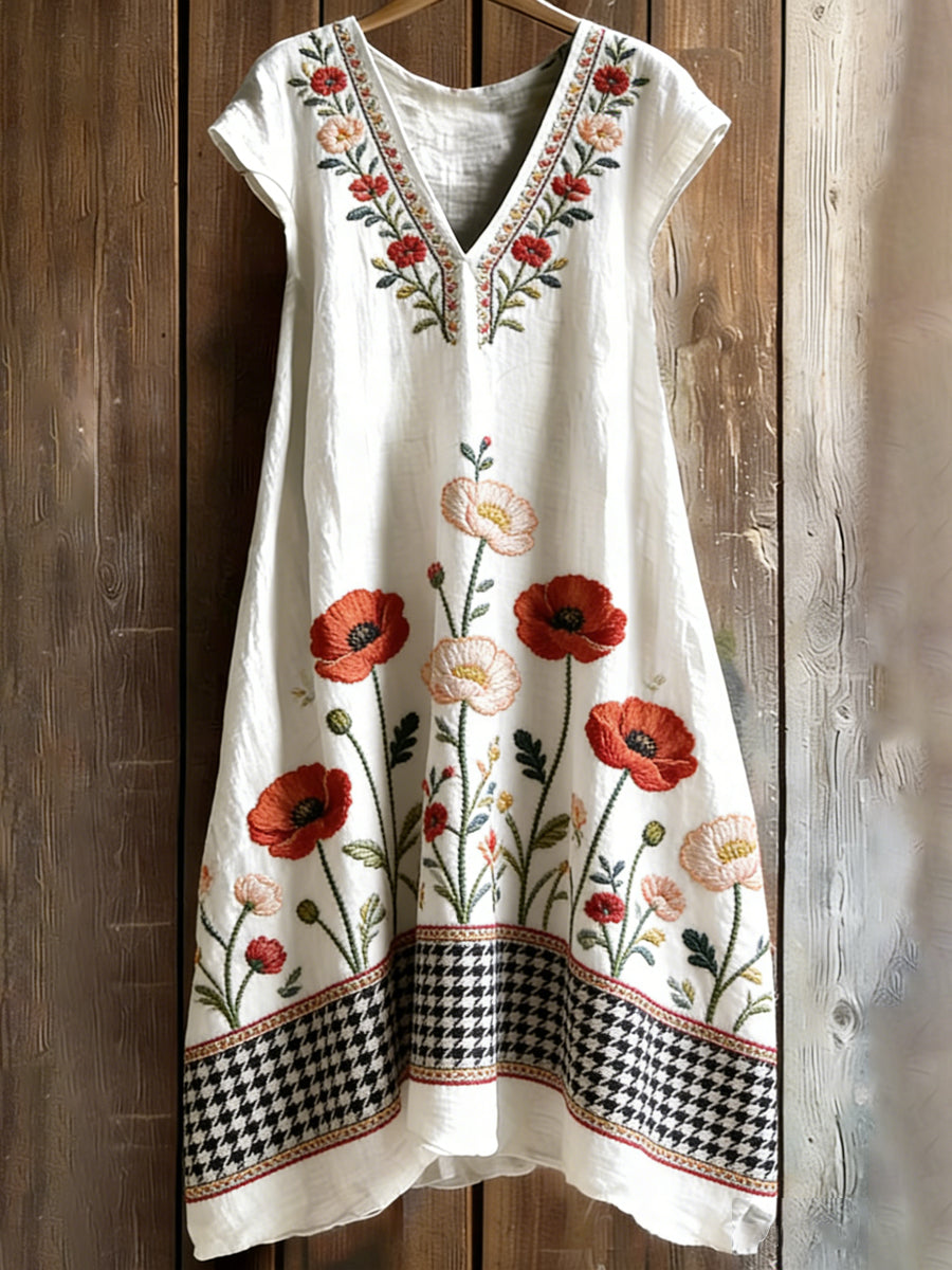 Women's Floral Print V-Neck Dress