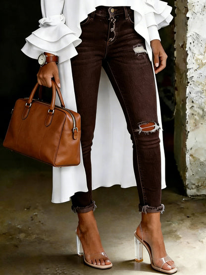 Women's Artistic Floral Print Jeans
