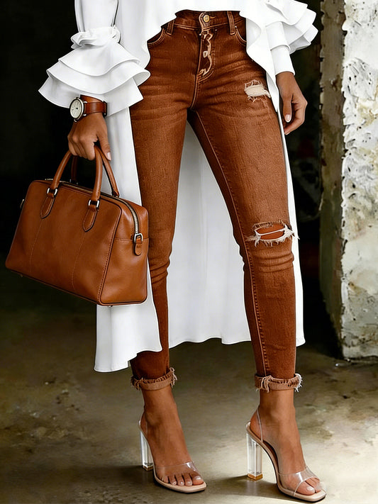 Women's Artistic Floral Print Jeans
