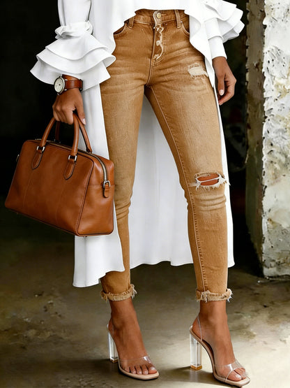 Women's Artistic Floral Print Jeans