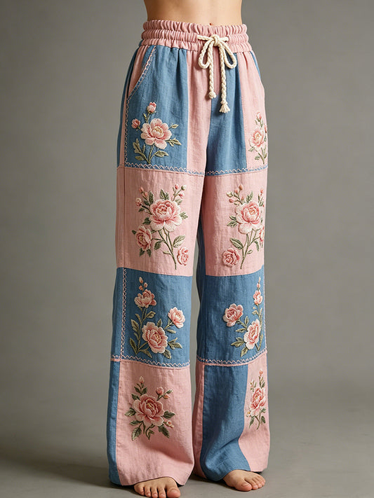 Women's Flower Art Print Trousers