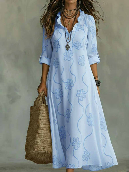 Women's Fashion Floral Print Casual Loose Dress