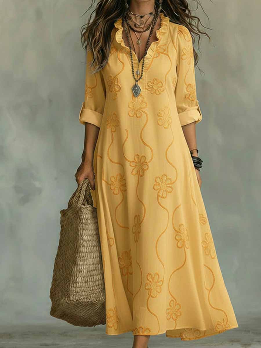 Women's Fashion Floral Print Casual Loose Dress