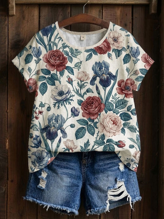 Women's Floral Patchwork Printed T-shirt