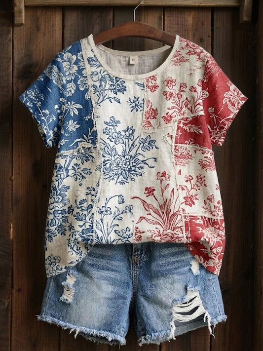 Women's Floral Patchwork Printed T-shirt