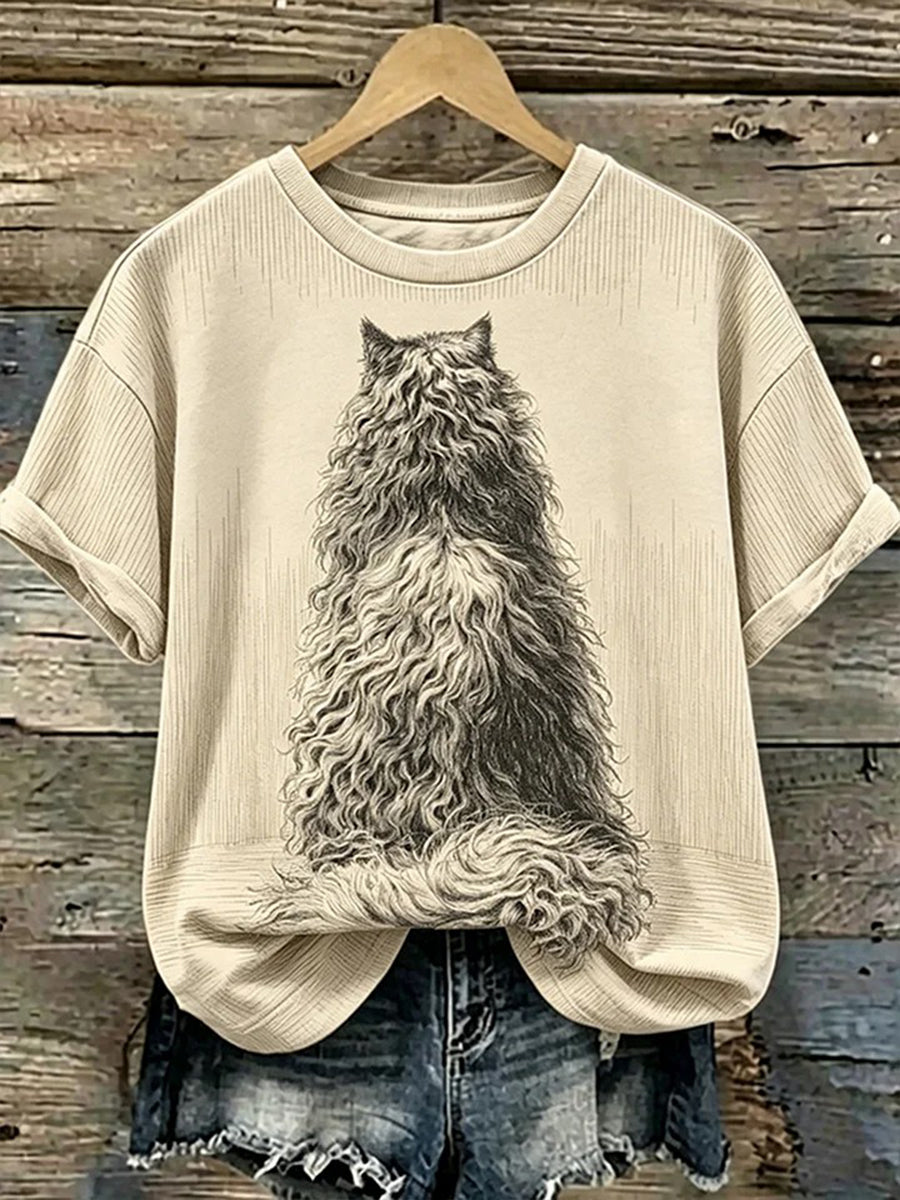 Women's Cute Cat Print T-shirt