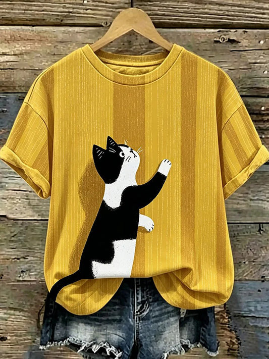 Women's Cute Cat Print T-shirt