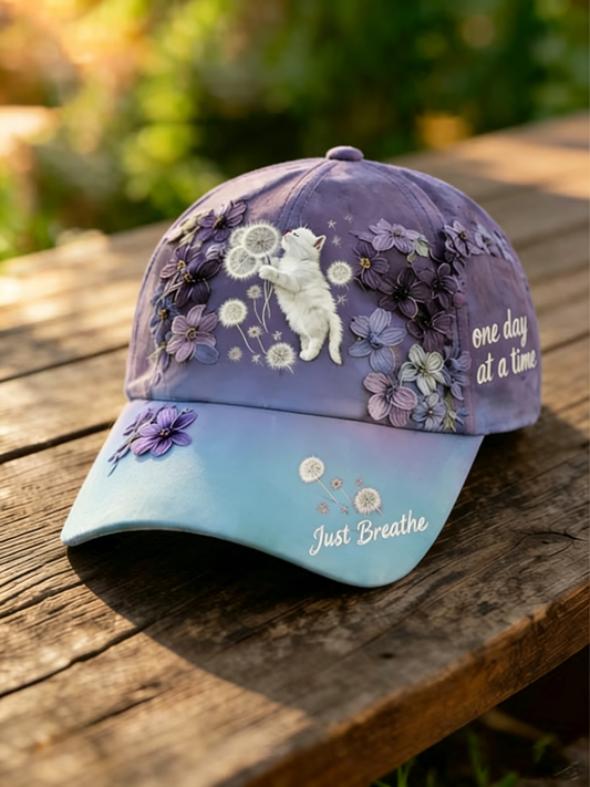 Unisex Floral Cat Print Hat