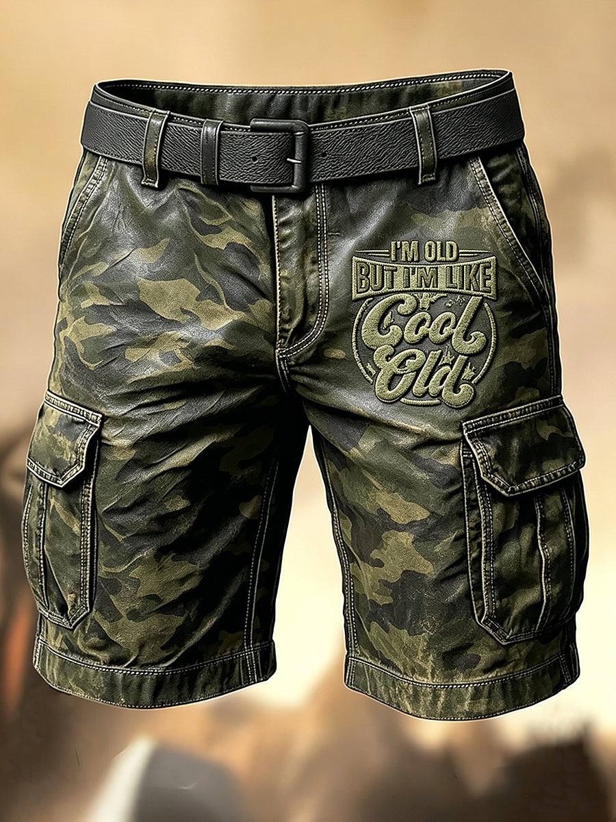 Men's Retro Vacation Business Old Fuckers Club Art Print Casual Shorts