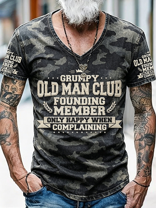 Old Fuckers Club Printed Vintage Fashion Loose Short Sleeve T-Shirt