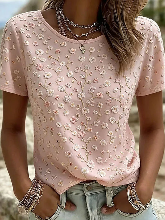 Women's Vintage Floral Art Print Casual Top