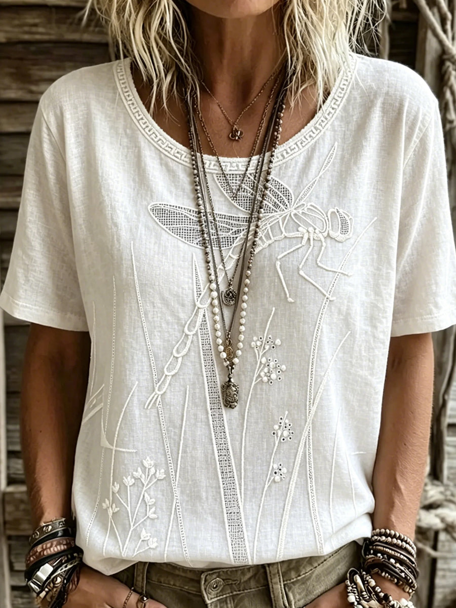 Women's Vintage Floral Art Print Casual Top