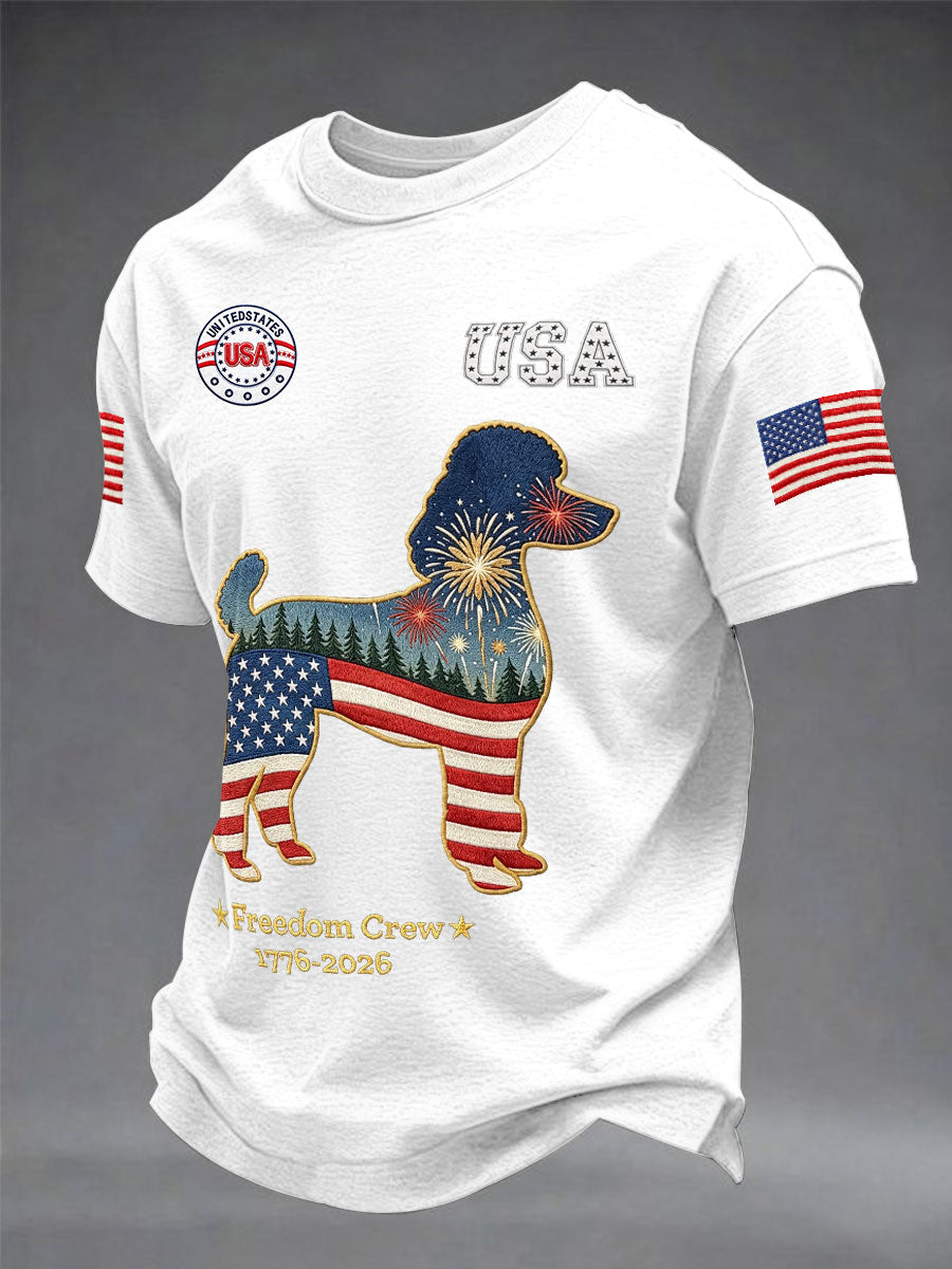Men's  Poodle USA 1776-2026 short sleeves t-shirt