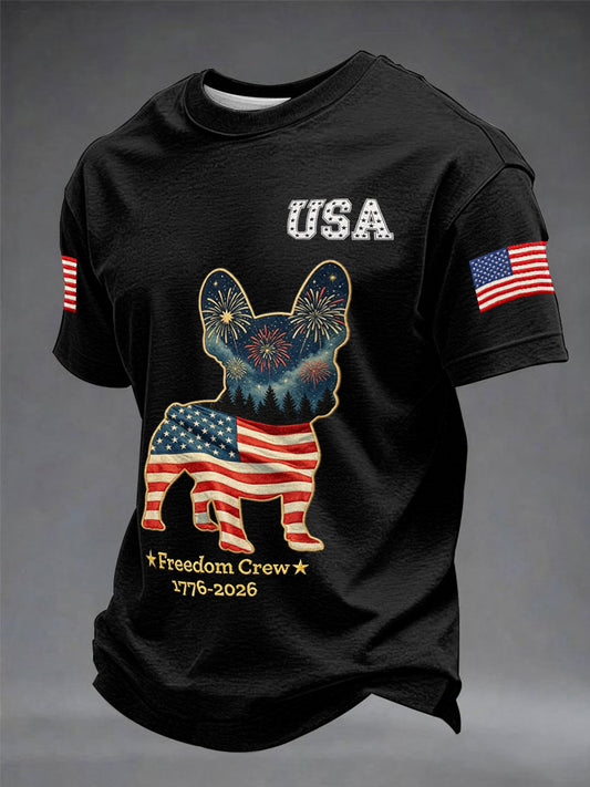 Men's French Bulldog USA 1776-2026 short sleeves t-shirt