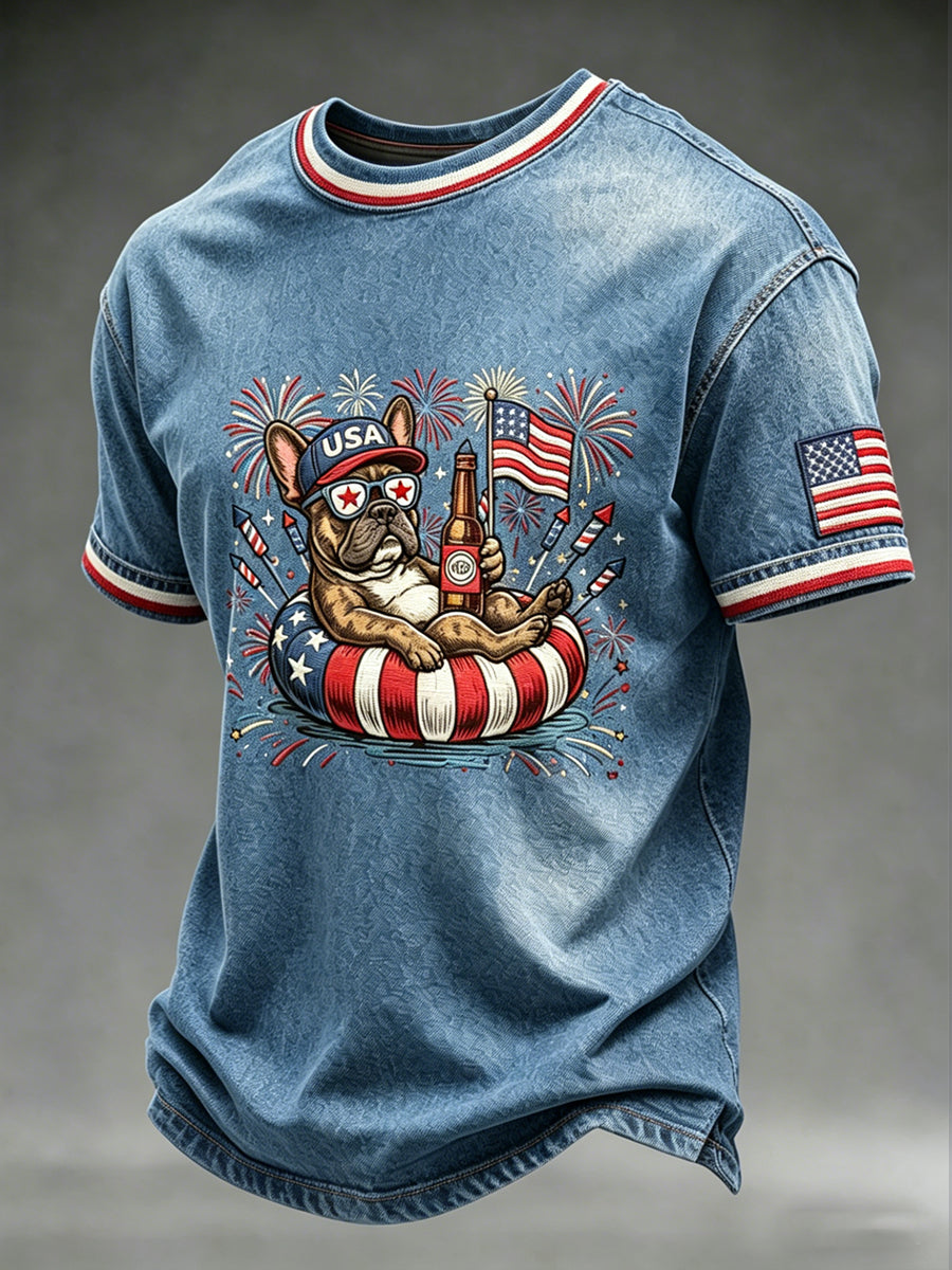 Men's Independence Day Printed Vintage Fashion Loose Short Sleeve T-Shirt
