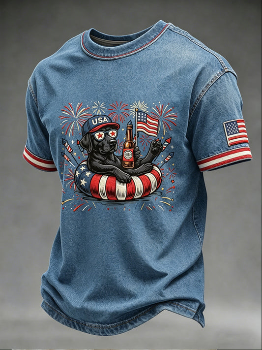 Men's Independence Day Printed Vintage Fashion Loose Short Sleeve T-Shirt