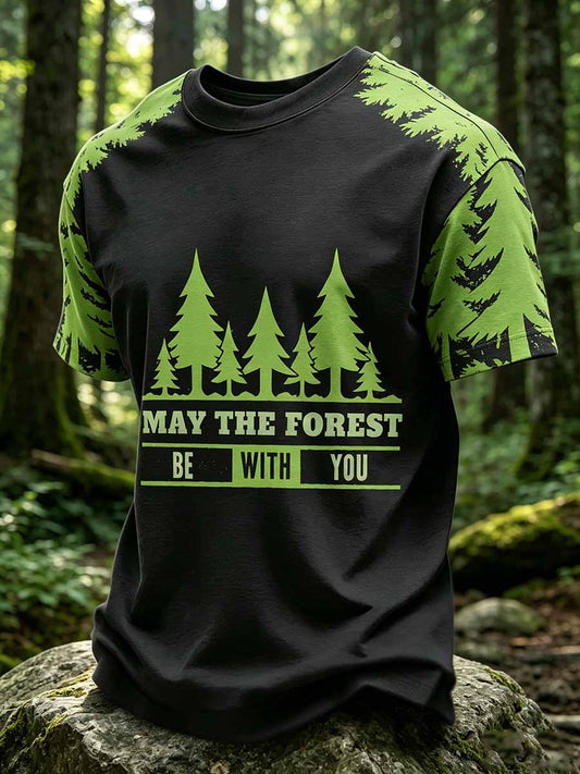 Men's 'May The Forest Be With You' Printed Casual T-Shirt