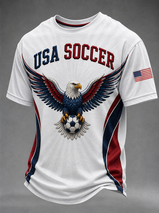 Men's USA Soccer Fan Printed Casual T-shirt