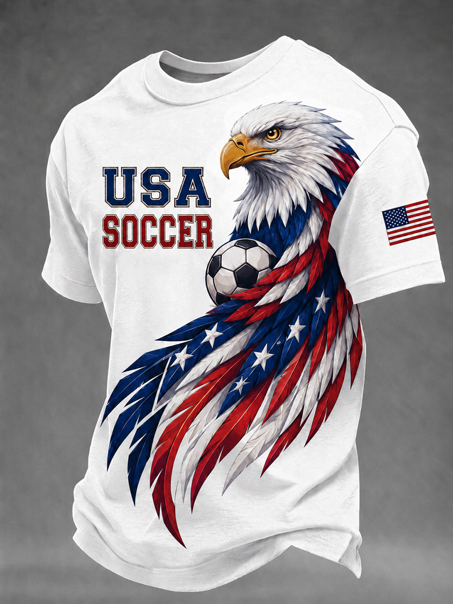 Men's USA Soccer Fan Printed Casual T-shirt