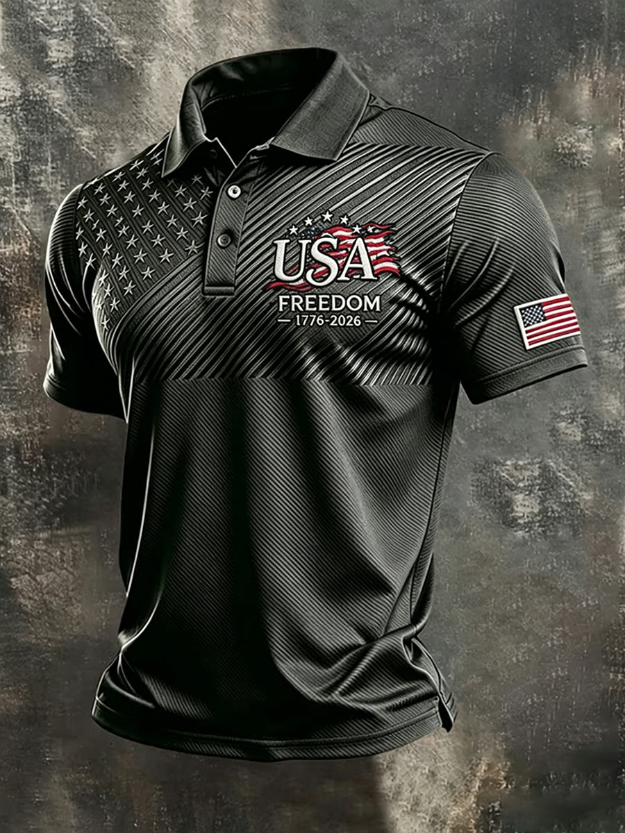 Men's Independence Day Flag Art Short Sleeve Top
