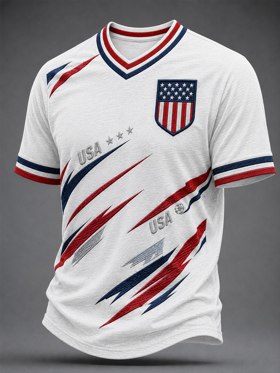 Men's Gift For Soccer Fans Print Casual V-Neck Tee