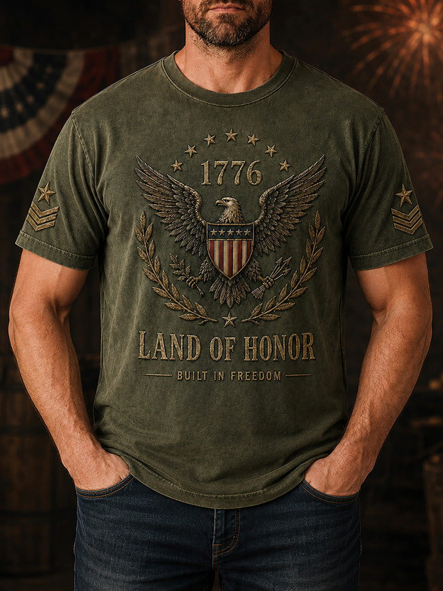Men's Independence Day Veteran Print Casual Patriotic Tee