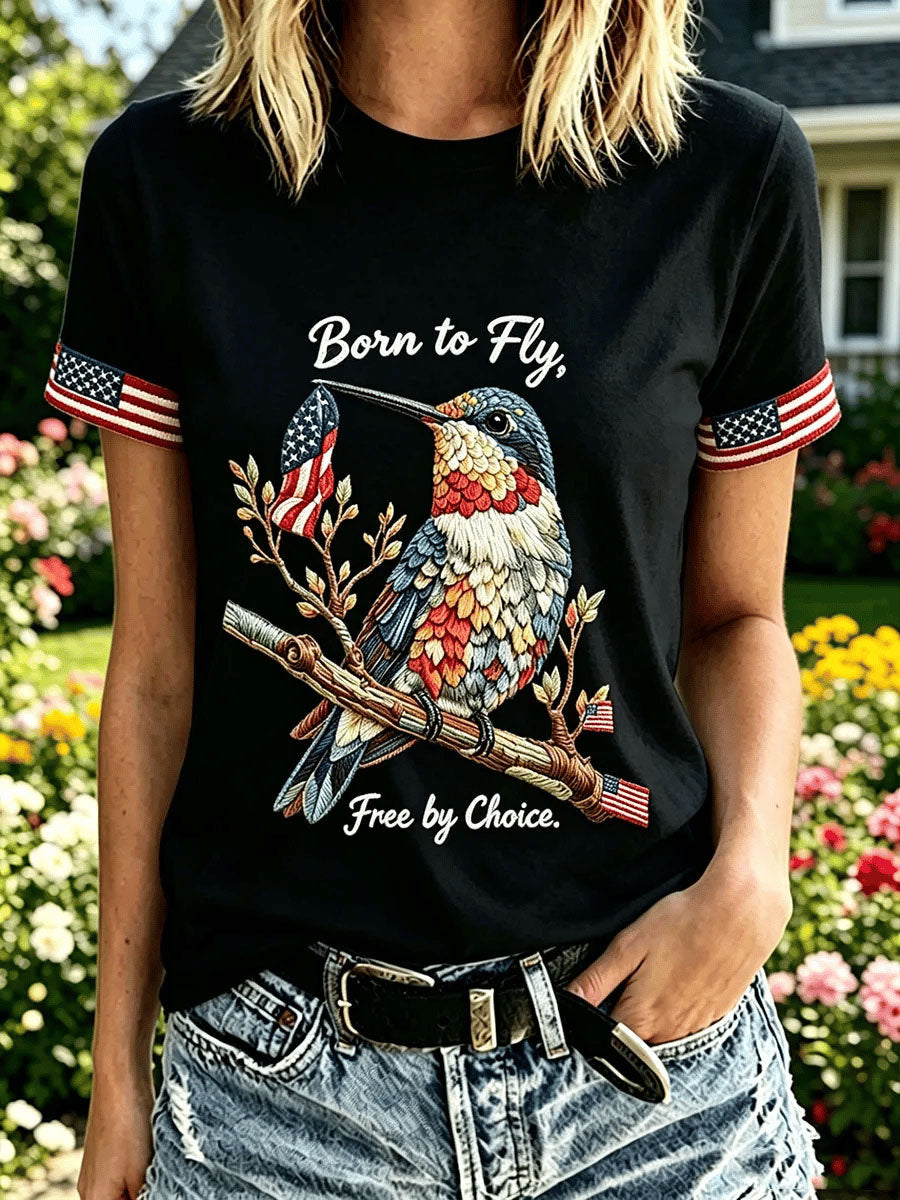 Women's Independence Day Hummingbird Short-sleeved T-shirt