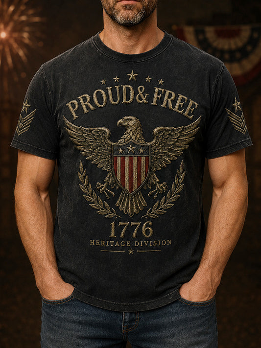 Men's Independence Day Veteran Print Casual Patriotic Tee