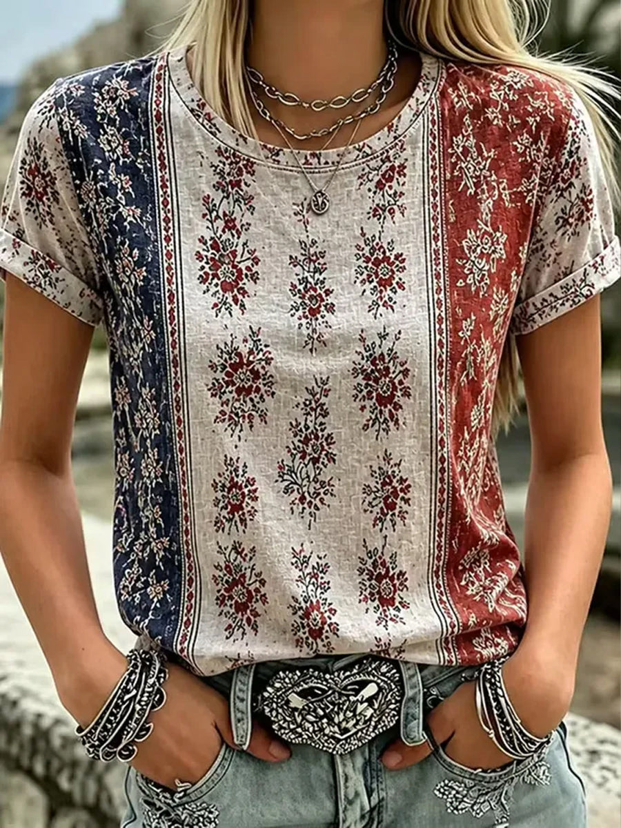 Women's America Print Casual T-Shirt