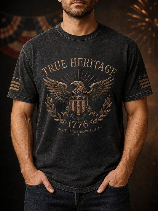 Men's Independence Day Veteran Print Casual Patriotic Tee