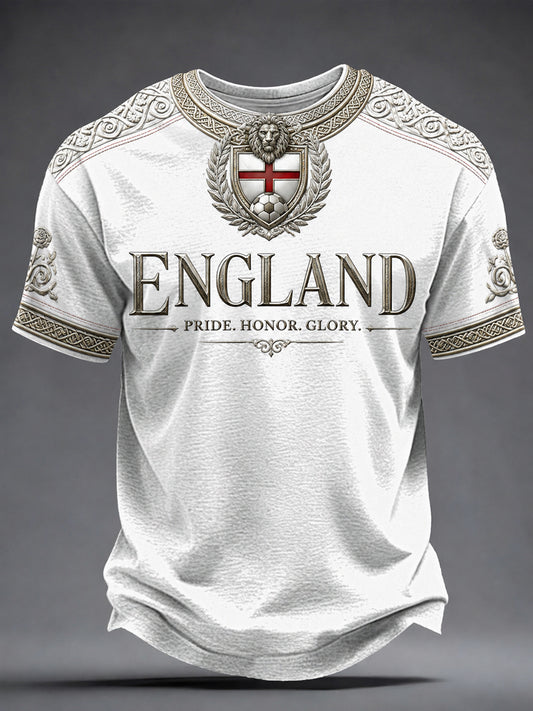 Retro England Football Fan Art Print Casual T-Shirt