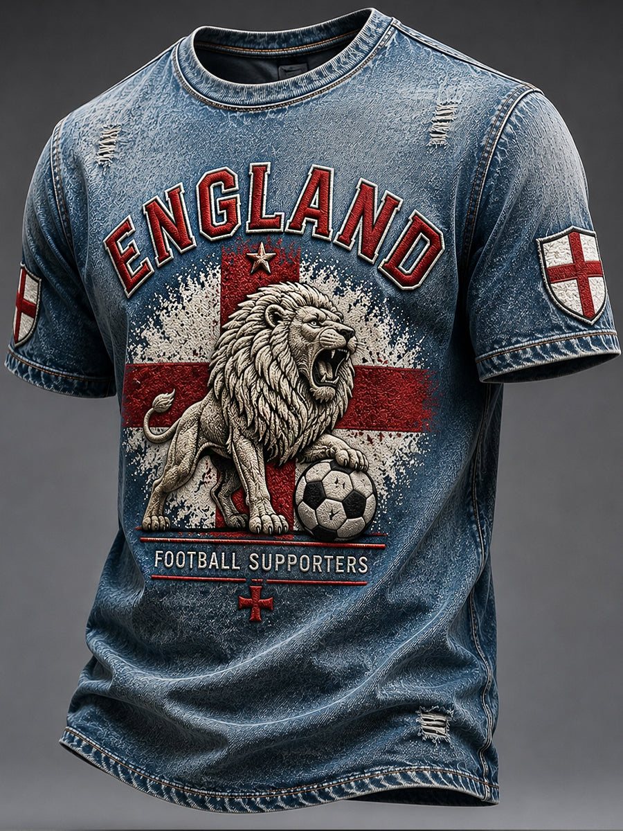Retro England Football Fan Art Print Casual Jersey