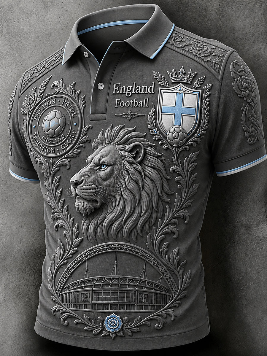 Retro England Football Fan Art Print Casual Jersey