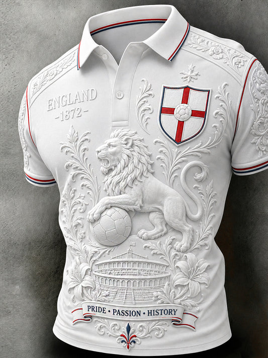Retro England Football Fan Art Print Casual Jersey