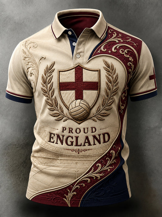 Retro England Football Fan Art Print Casual Jersey