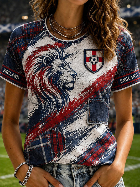 Retro England Football Fan Art Print Casual Jersey