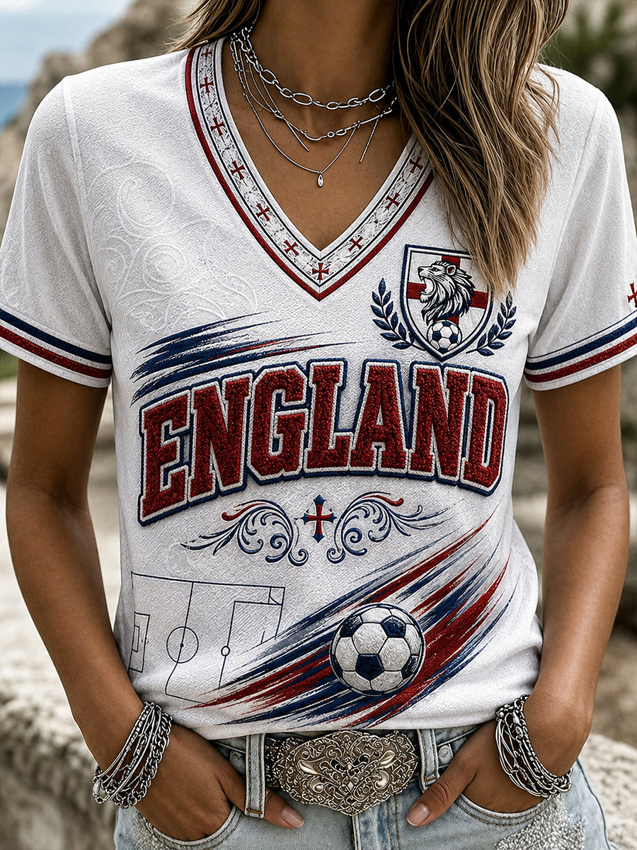 Retro England Football Fan Art Print Casual Jersey