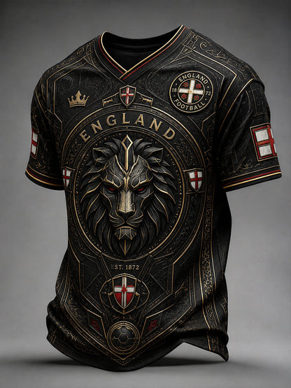 Retro England Football Fan Art Print Casual Jersey