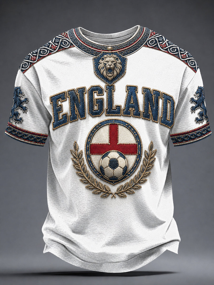 Retro England football fan art print casual jersey