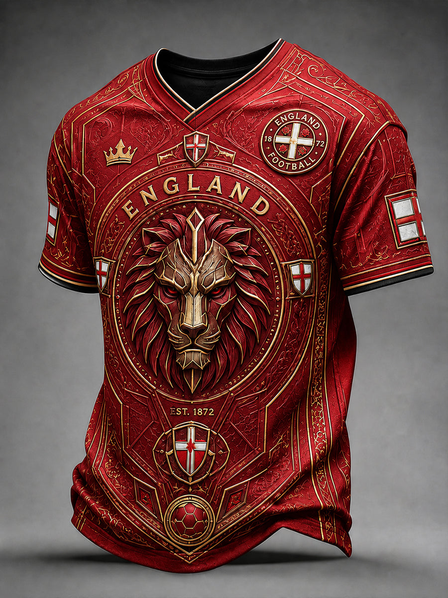Retro England Football Fan Art Print Casual Jersey